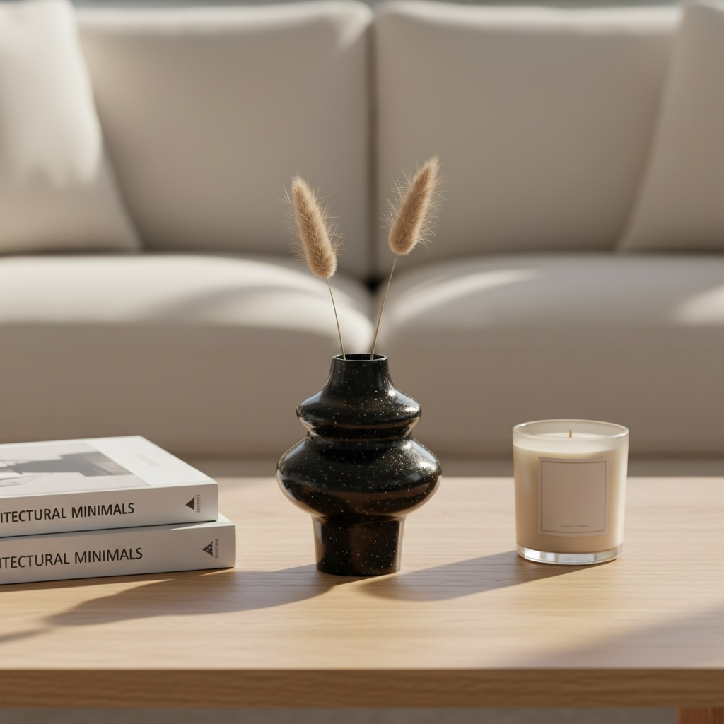 Handmade Resin Mini Vase – Modern Black Decorative Accent