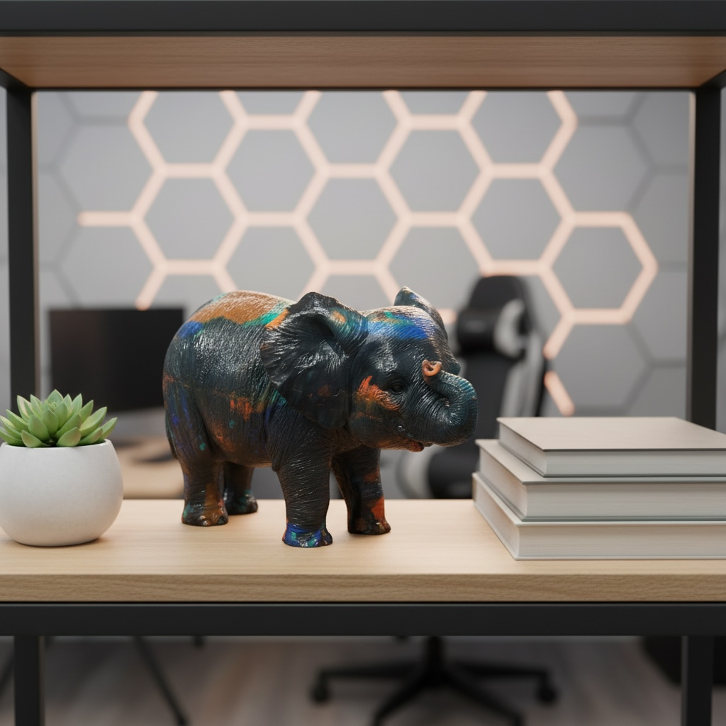 Abstract Resin Elephant Figurine – Unique Home Décor Showpiece