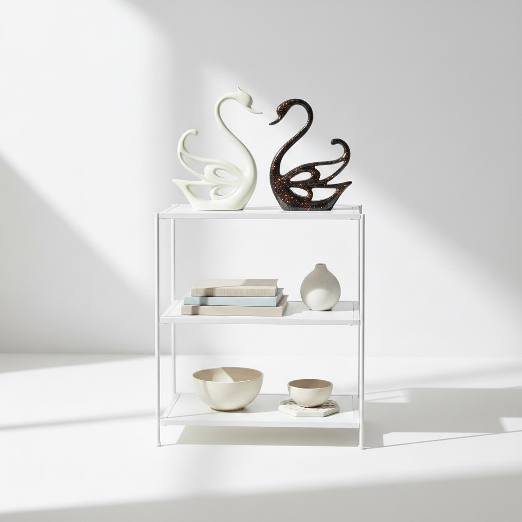 Artistic Swan Couple Decorative Figurines – Elegant Home Décor